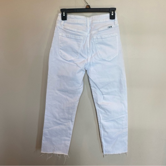 KanCan White Pants Raw Hem High Rise Womens 3/25 Straight Stretch cropped - Picture 4 of 6